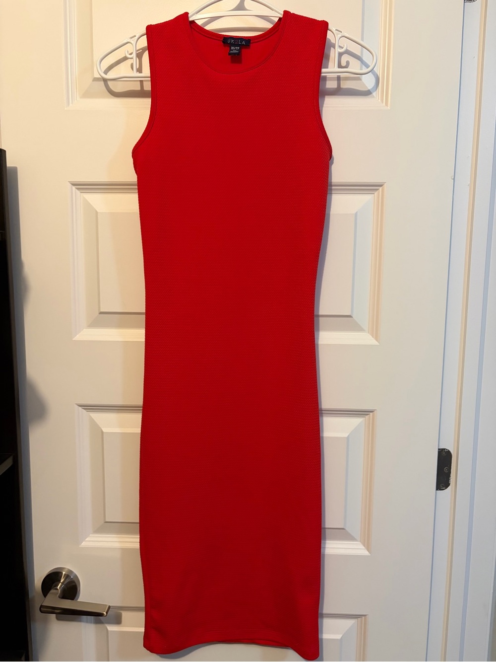 UK2LA Red Sleeveless Midi Bodycon Dress
